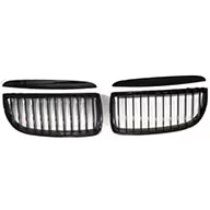 BimmerWorld Gloss Black Front Grilles — E46 Coupe Post-Facelift 2004-2006